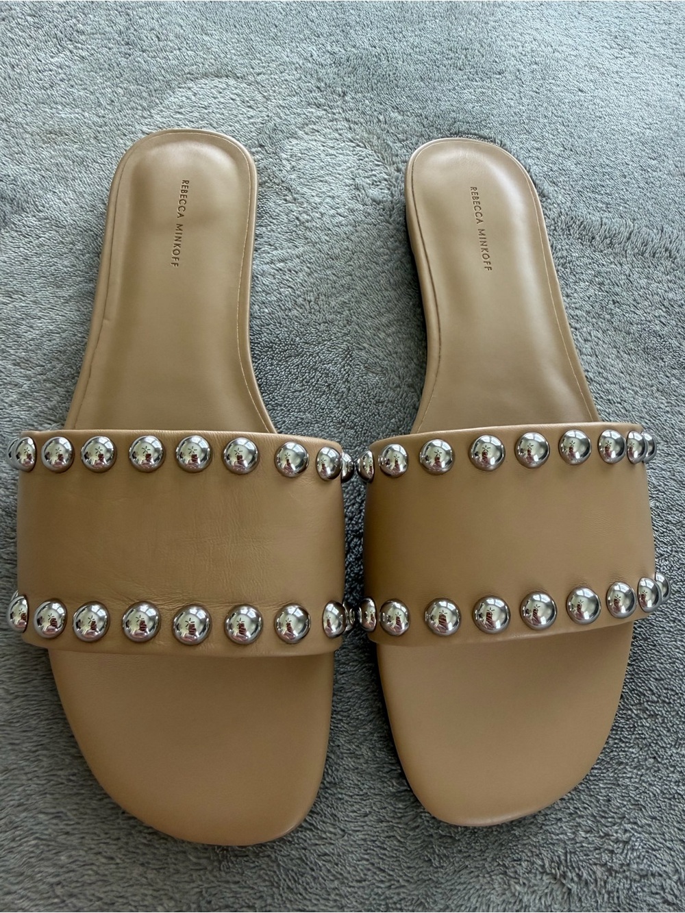 Rebecca Minkoff Nude Studded Slide Sandals - Picture 2 of 4
